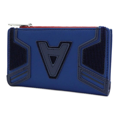 LOUNGEFLY X MARVEL CAPTAIN AMERICA A LOGO FLAP WALLET - SIDE