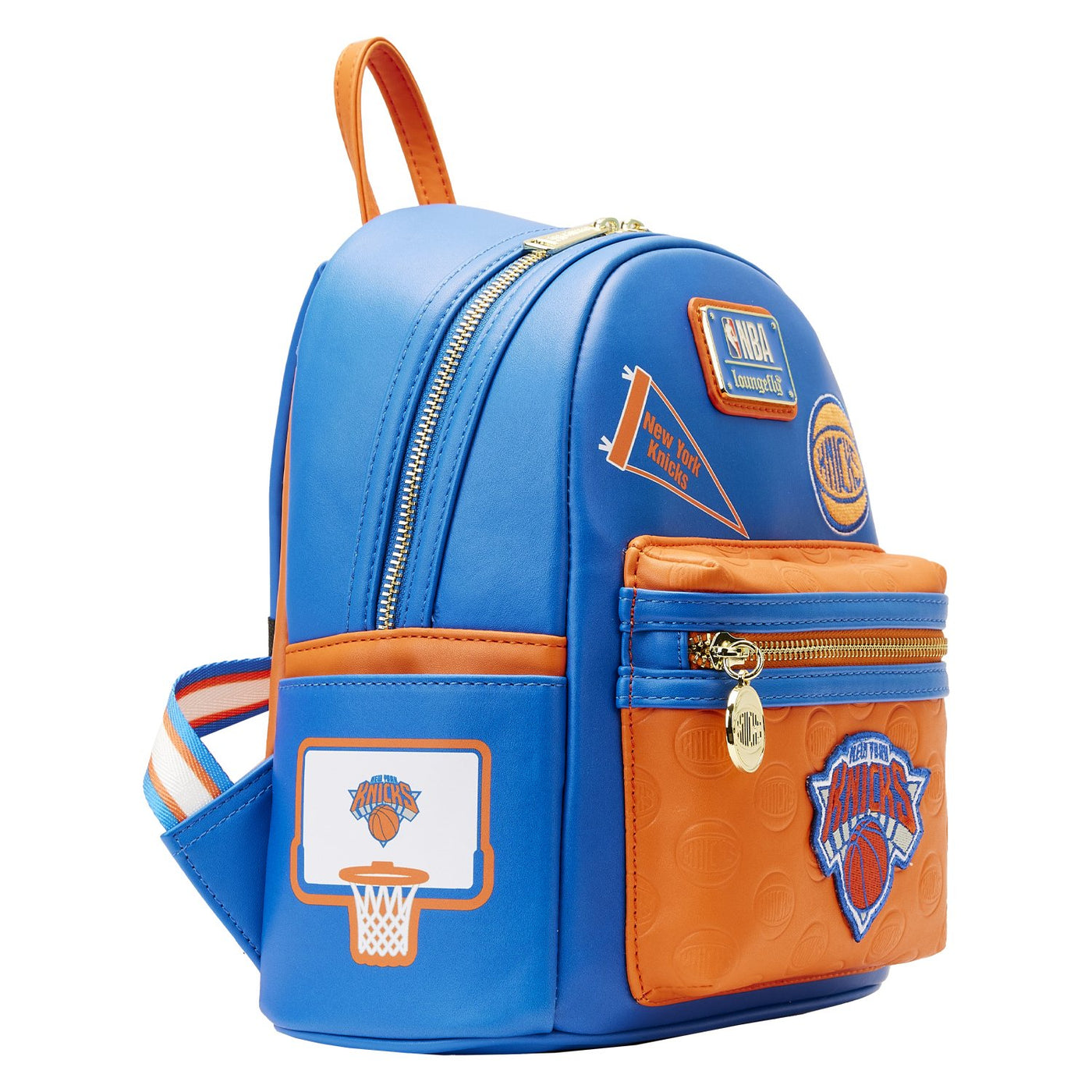 671803451841 - Loungefly NBA New York Knicks Patch Icons Mini Backpack - Alternate Side View