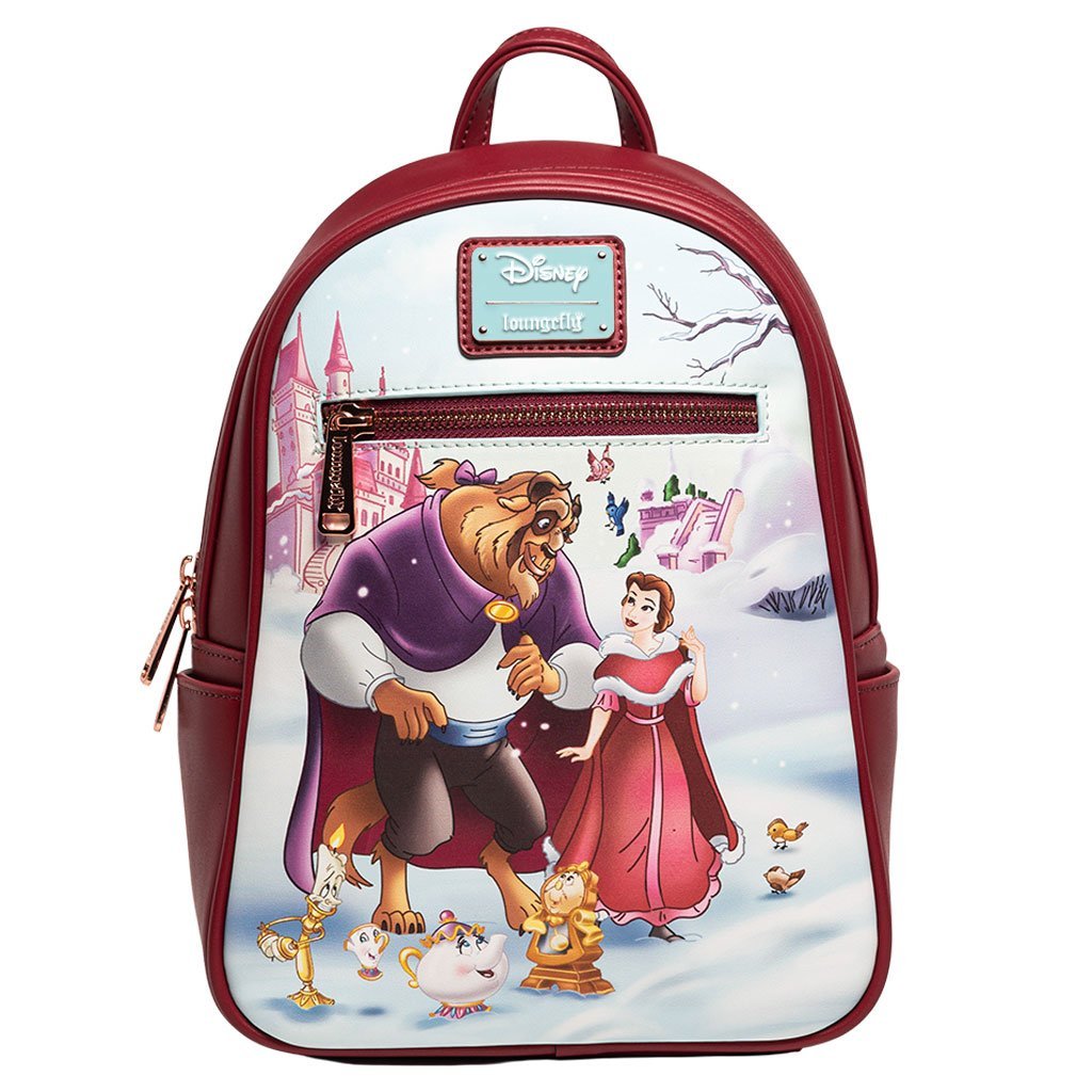 707 Street Exclusive - Loungefly Disney Beauty and the Beast Belle and Beast Winter Scene Mini Backpack - Front