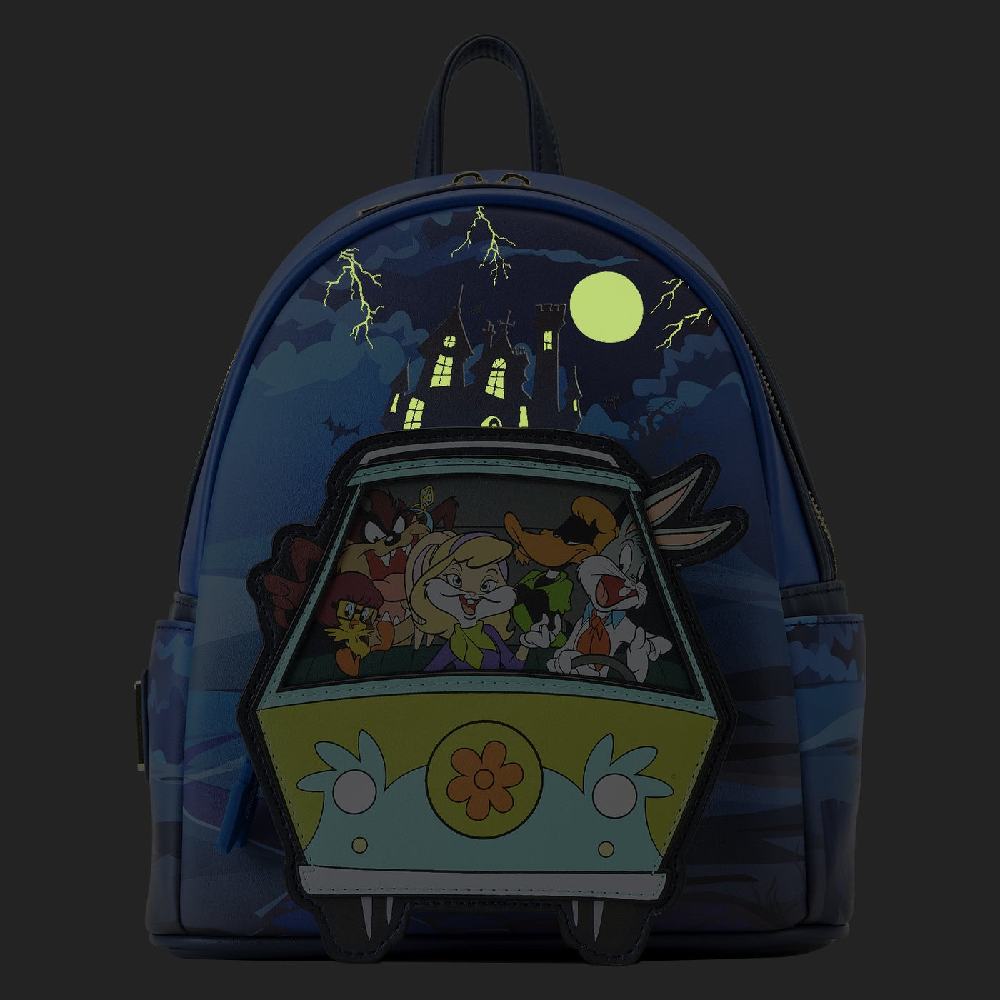 671803460881 - Loungefly Warner Brothers 100th Anniversary Looney Tunes Scooby Mash Up Mini Backpack - Glow in the Dark Front