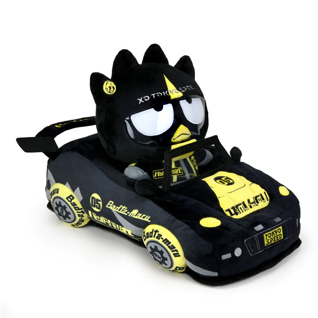 Kidrobot Sanrio 13" Hello Kitty and Friends Badtz-Maru Tokyo Speed Racer Plush Toy - Figure in car