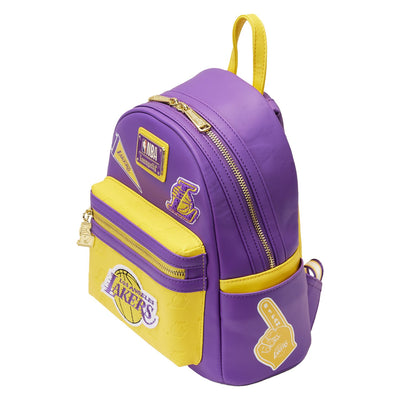 671803451629 - Loungefly NBA Los Angeles Lakers Patch Icons Mini Backpack - Top View