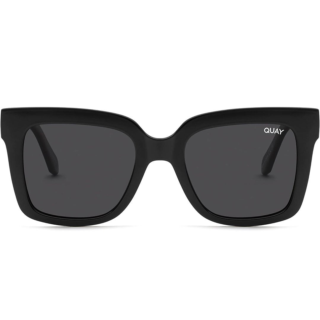 Quay Women's Icy Oversized Square Sunglasses - Black Frame/Black Polarized Lens - Front