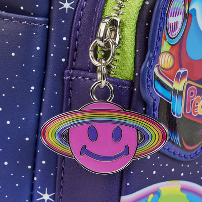 671803444249 - Loungefly Lisa Frank Cosmic Alien Ride Mini Backpack - Zipper Pull