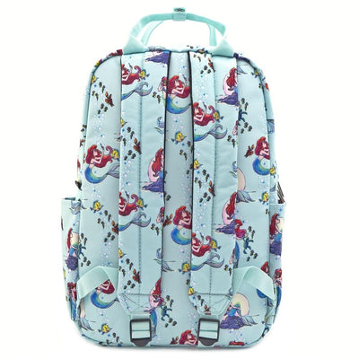 LOUNGEFLY X DISNEY THE LITTLE MERMAID ARIEL SQUARE NYLON AOP BACKPACK - BACK
