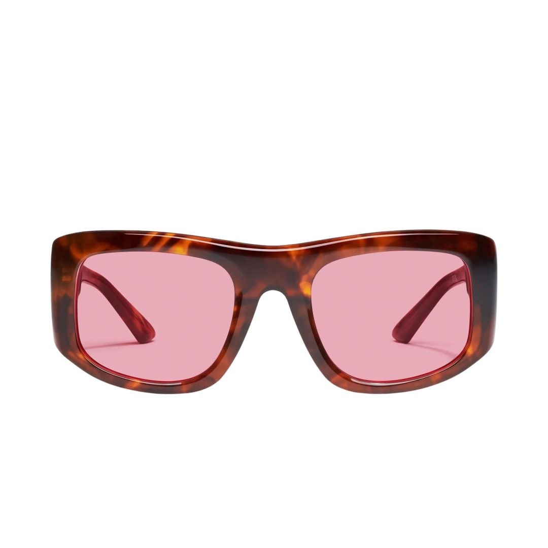 Quay Women's Uniform Oversized Square Sunglasses in Brown Tortoise Frame/Rose Lens-front view