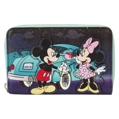 Loungefly Disney Mickey and Minnie Date Night Drive-In Zip-Around Wallet - Front