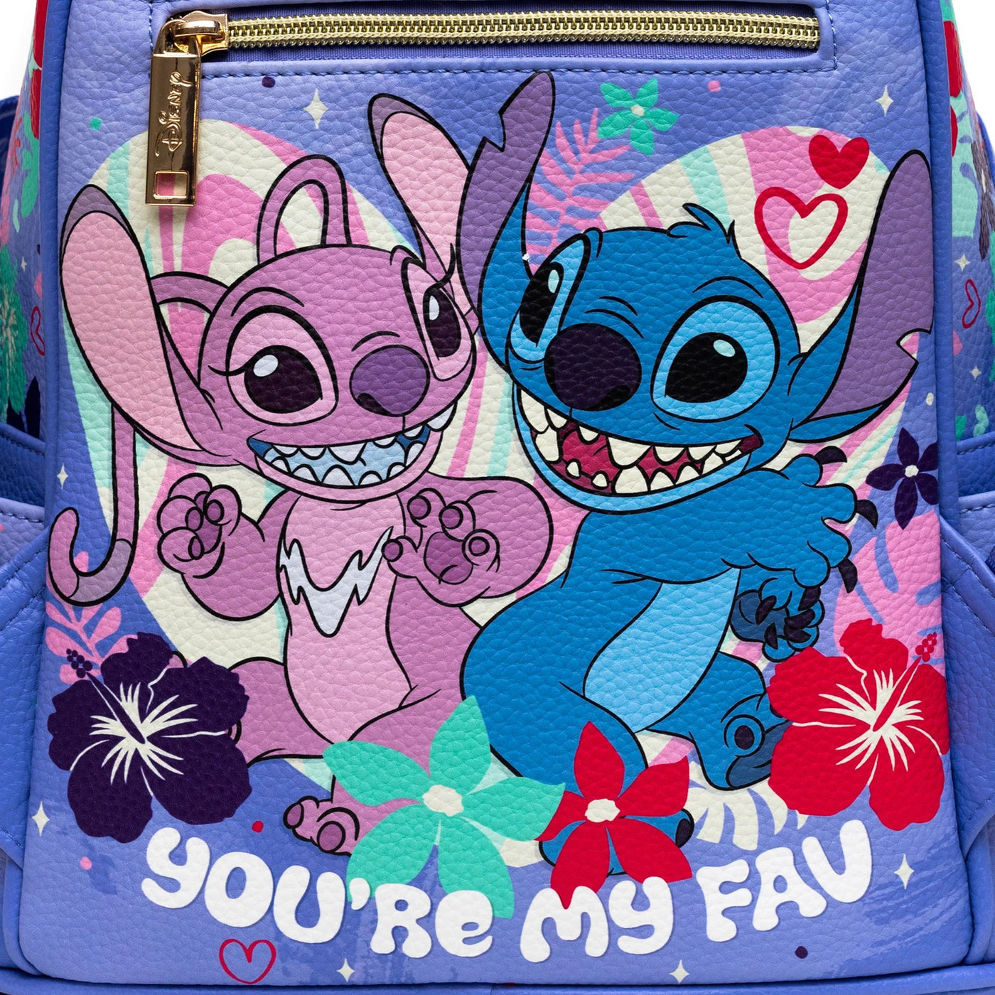WondaPop Disney Lilo and Stitch Floral Angel and Stitch Mini Backpack - Back Close Up