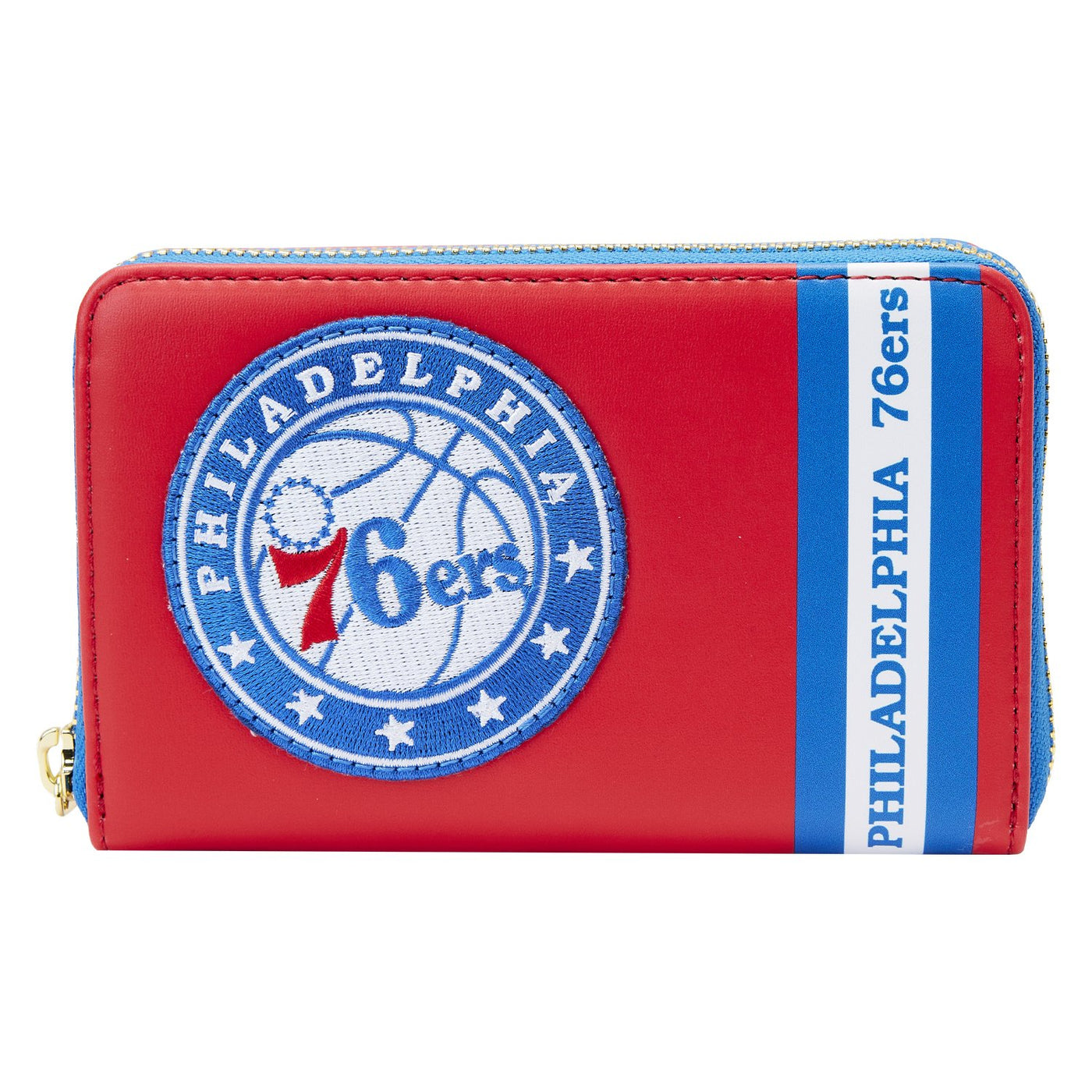 671803451889 - Loungefly NBA Philadelphia 76ers Patch Icons Zip-Around Wallet - Front