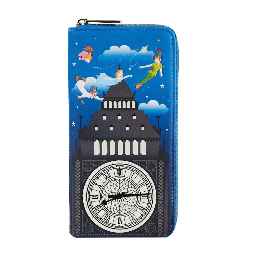 Loungefly Disney Peter Pan Glow Clock Zip-Around Wallet - Front
