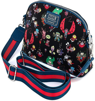 Loungefly Marvel Skottie Young Chibi Group Crossbody Bag - Top View