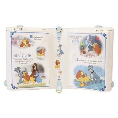 671803448377 - Loungefly Disney Lady and the Tramp Classic Book Convertible Crossbody - Backpack View Back