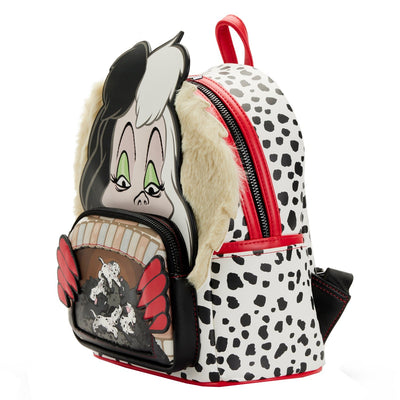 Loungefly Disney 101 Dalmatians Villains Scene Cruella Mini Backpack - Close Up