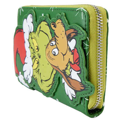 Loungefly Dr Seuss Santa Grinch and Max Zip-Around Wallet - Side View