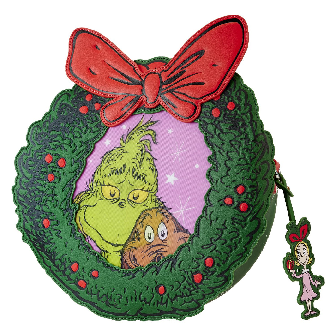 Loungefly Dr Seuss Grinch Christmas Wreath Figural Crossbody - Lenticular Screen