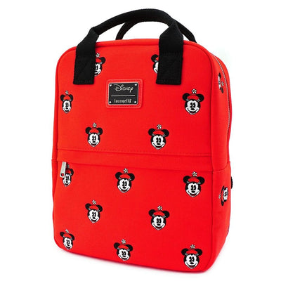 LOUNGEFLY X DISNEY POSITIVELY MINNIE SQUARE AOP CANVAS EMBROIDERED MINI BACKPACK - SIDE
