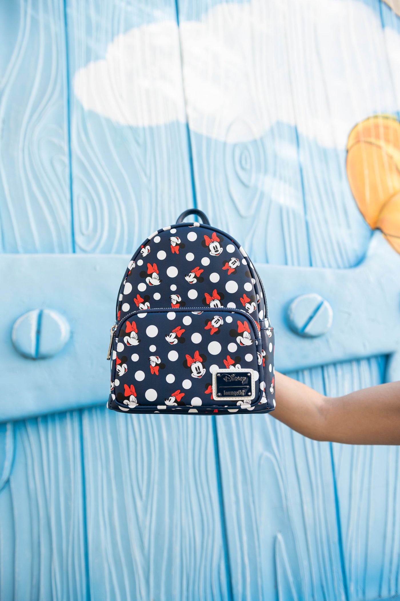 707 Street Exclusive - Loungefly Disney Minnie Mouse Polka Dot Navy Mini Backpack  - IRL Front