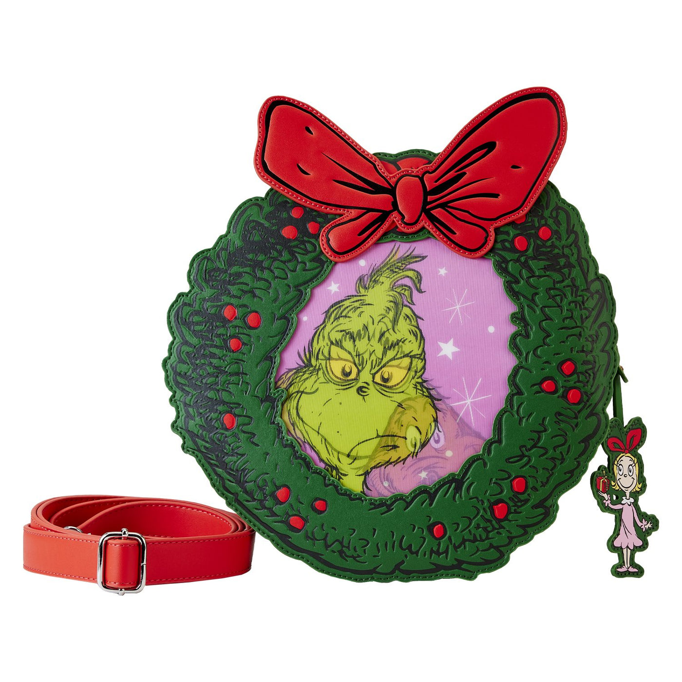 Loungefly Dr Seuss Grinch Christmas Wreath Figural Crossbody - Front