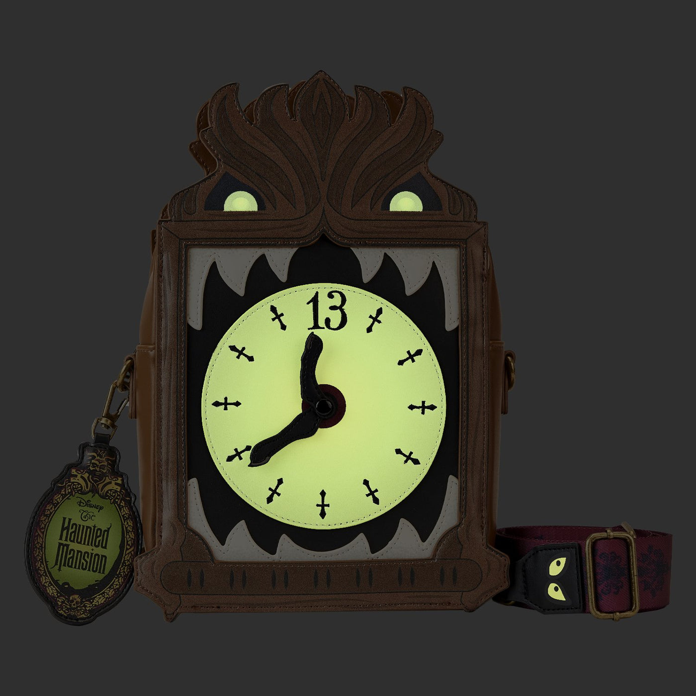 Loungefly Disney Haunted Mansion Clock Crossbody - Front Glow