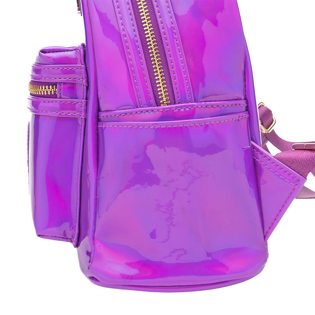 671803459748 - 707 Street Exclusive - Loungefly Disney Mickey Mouse Holographic Series Mini Backpack - Amethyst - Side Pockets