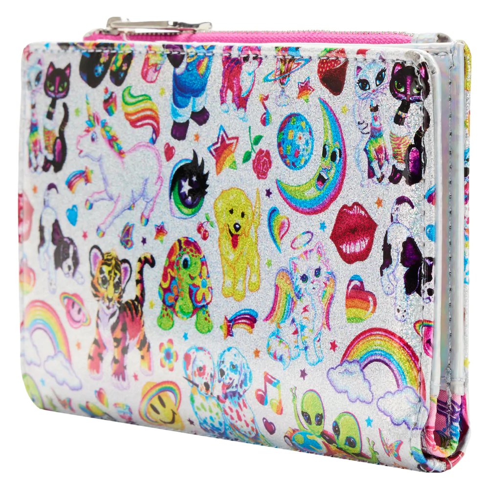 Loungefly Lisa Frank Iridescent Allover Print Flap Wallet  - Side View