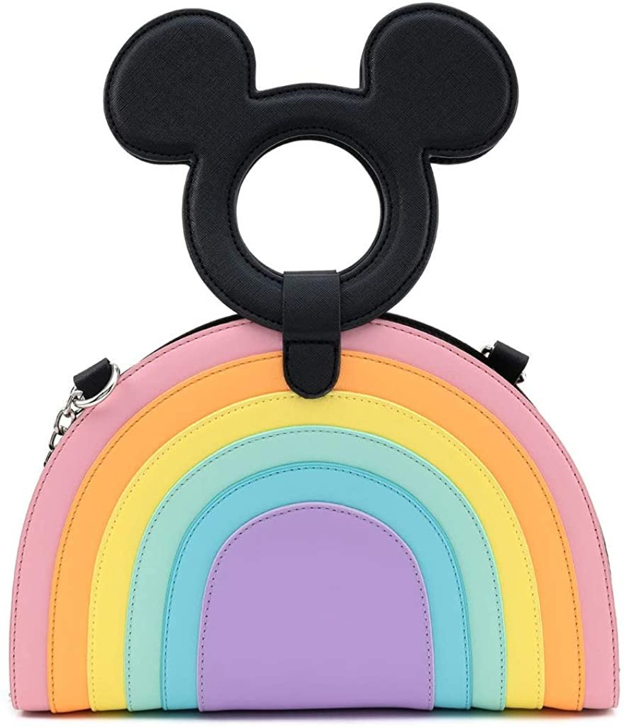 Disney Mickey Mouse Shaped Handle Pastel Rainbow Crossbody