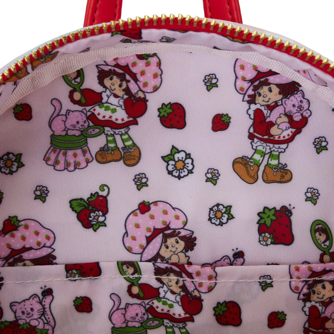 Loungefly Strawberry Shortcake Denim Pocket Mini Backpack - Interior Lining