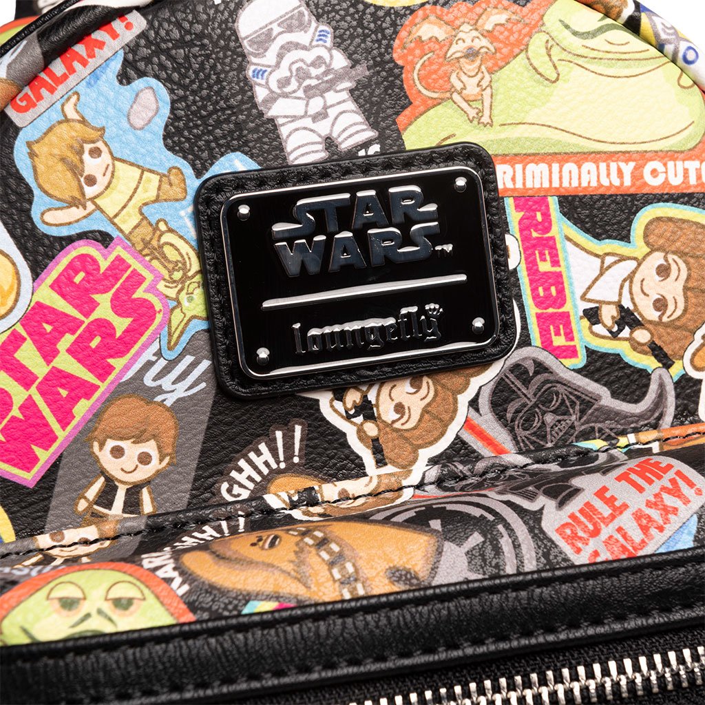 707 Street Exclusive - Star Wars Kawaii Sticker Allover Print Mini Backpack - Plaque