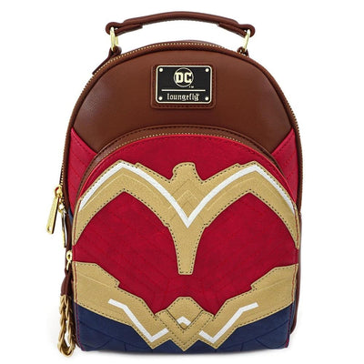 LOUNGEFLY X DC COMICS WONDER WOMAN COSPLAY MINI BACKPACK - FRONT