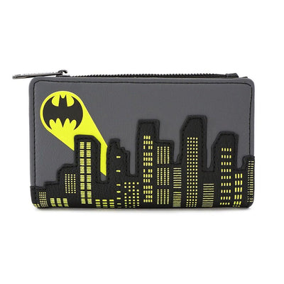Loungefly x Batman Bat-Signal Gotham City Skyline Flap Wallet - FRONT