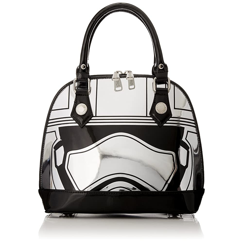 Loungefly Captain Phasma Silver Metallic Embossed Dome Top Handle Bag - FRONT