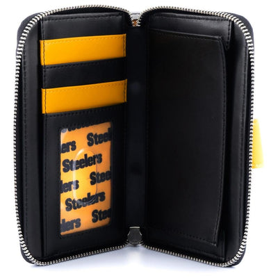 Loungefly NFL Pittsburgh Steelers Logo Allover Print Bifold Wallet - Inside