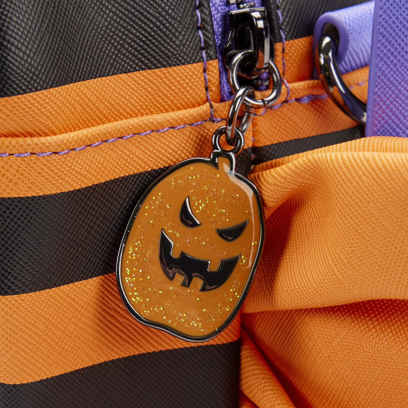 Loungefly Disney Lilo and Stitch Striped Halloween Candy Wrapper Crossbody - Zipper Pull