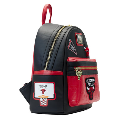671803451780 - Loungefly NBA Chicago Bulls Patch Icons Mini Backpack - Alternate Side View