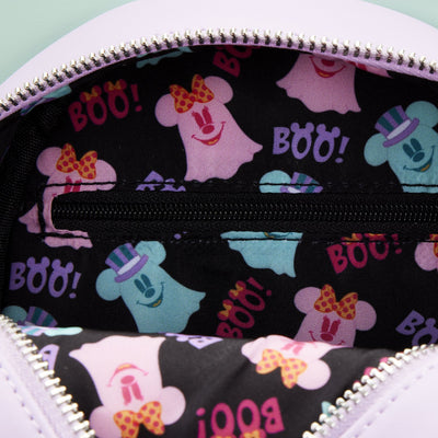 Loungefly Disney Pastel Ghost Minnie and Mickey Glow in the Dark Double Sided Crossbody - Interior Lining