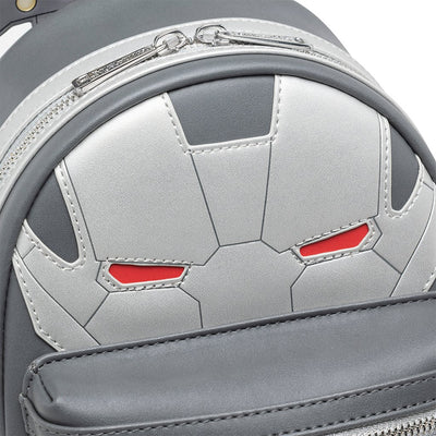 707 Street Exclusive - Loungefly Marvel Light Up War Machine Cosplay Mini Backpack - Front Closeup - 671803432826
