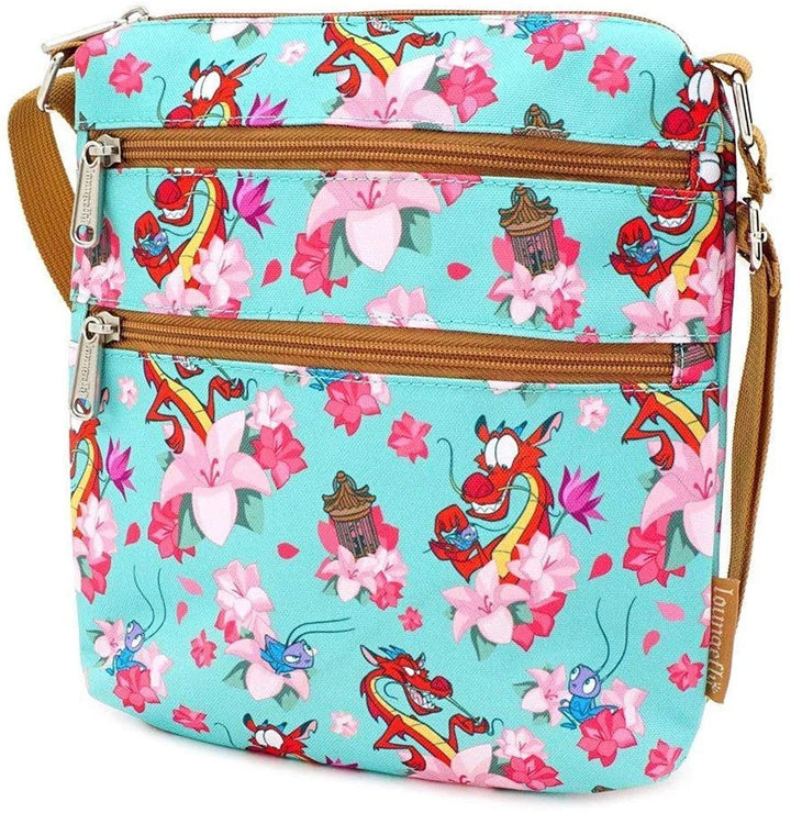 Disney Mulan Mushu &amp; Cricket Allover Print Nylon Passport Bag
