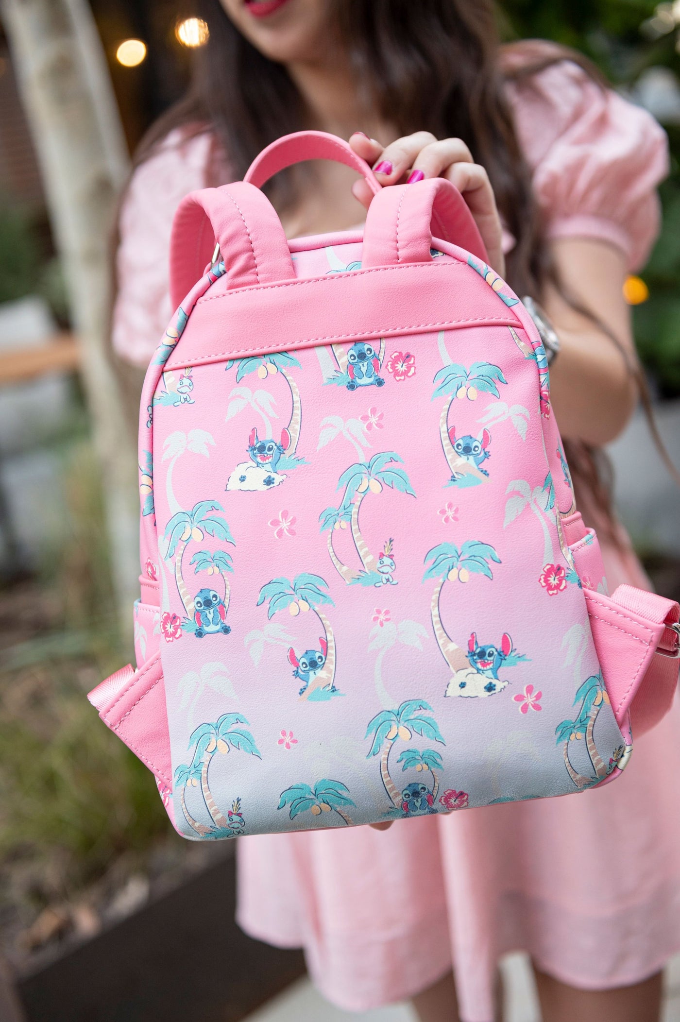 707 Street Exclusive - Disney Lilo & Stitch Palm Tree Stitch and Scrump Allover Print Mini Backpack - Lifestyle