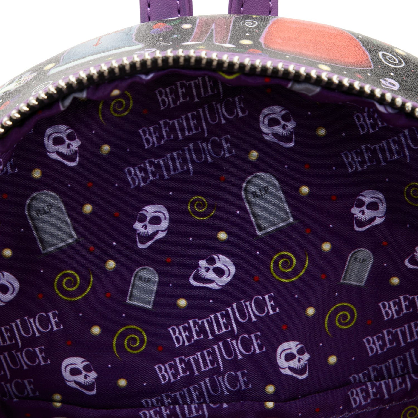 Loungefly Beetlejuice Icons Allover Print Mini Backpack - Interior Lining