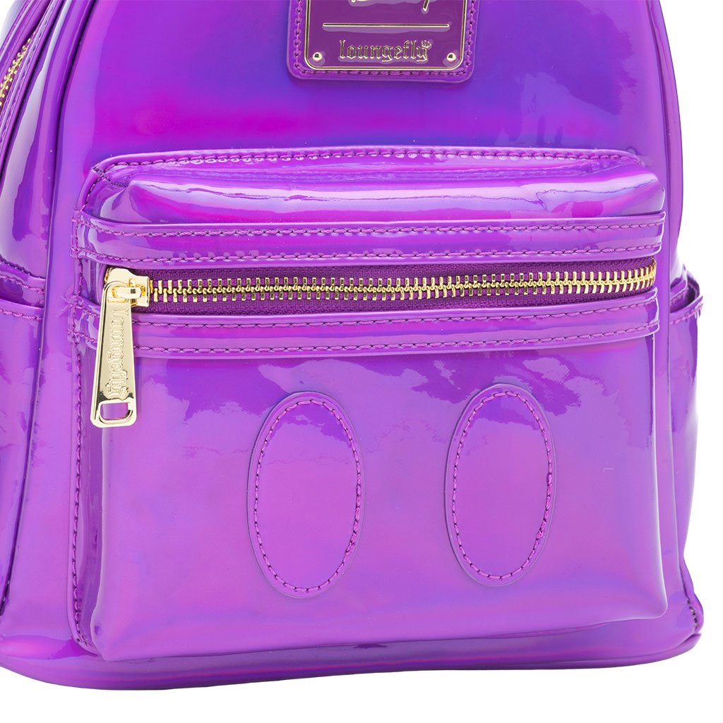 671803459748 - 707 Street Exclusive - Loungefly Disney Mickey Mouse Holographic Series Mini Backpack - Amethyst - Front Pocket
