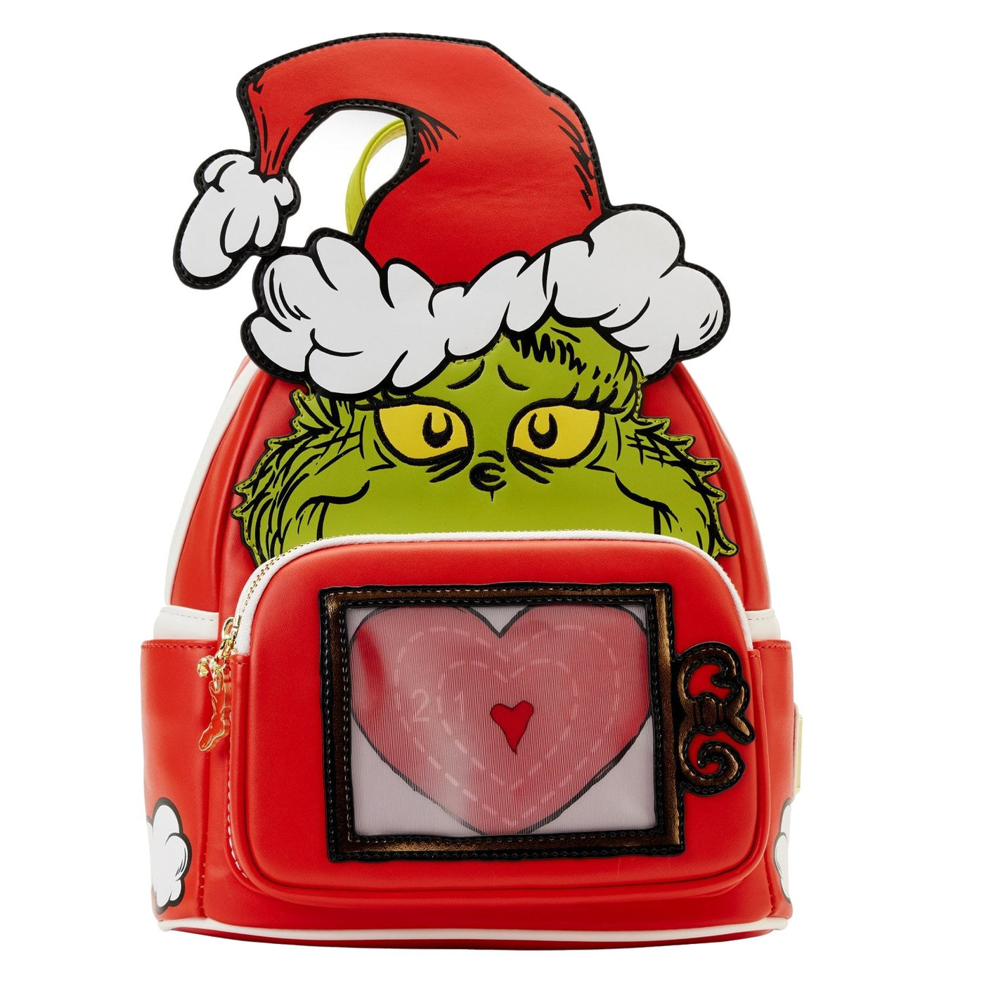 Loungefly Dr Seuss Grinch Lenticular Heart Mini Backpack - Front