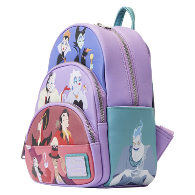 671803451438 - Loungefly Disney Villains Color Block Triple Pocket Mini Backpack - Side View