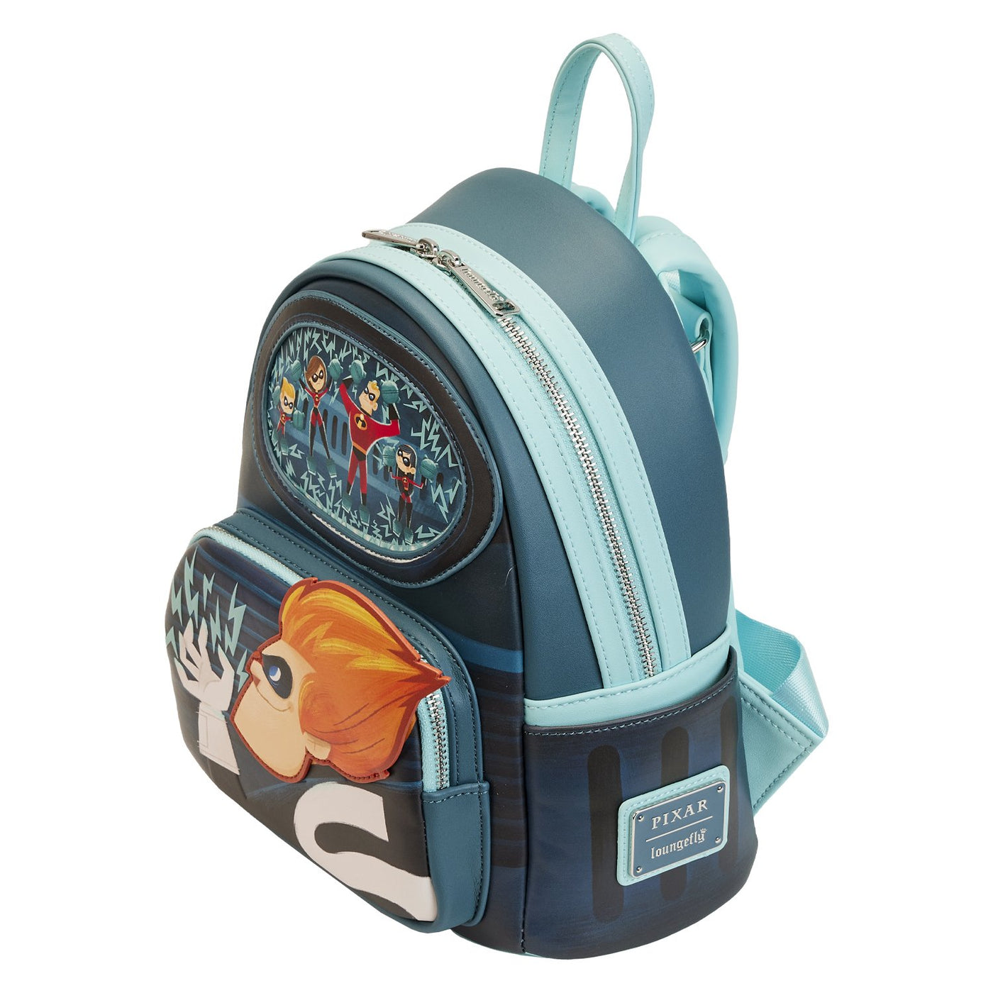 671803455245 -Loungefly Disney Pixar Moments Incredibles Syndrome Mini Backpack - Top View