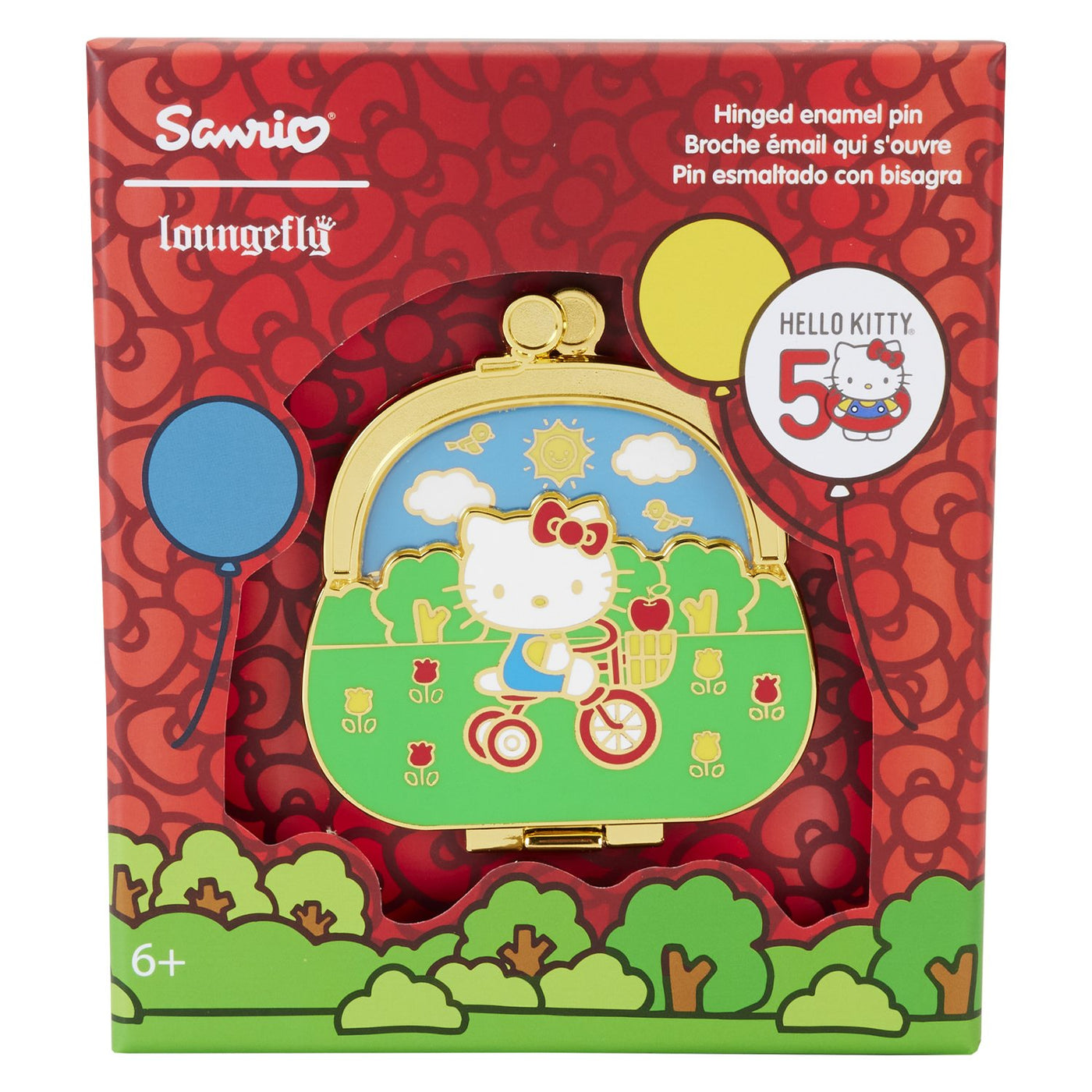 Loungefly Sanrio Hello Kitty 50th Anniversary Coin Bag 3" Collector Box Pin - Packaging