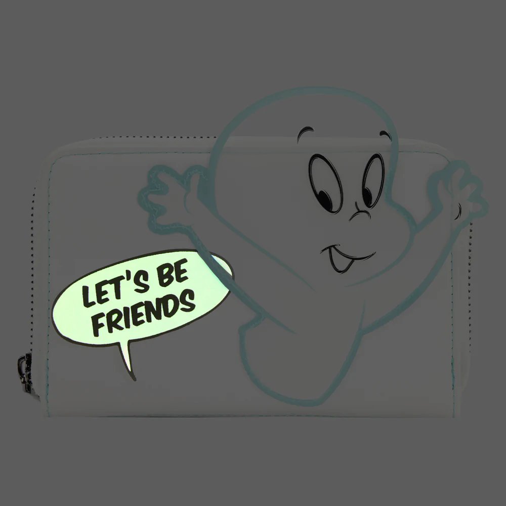 Loungefly Universal Casper The Friendly Ghost Lets Be Friends Zip-Around Wallet - Glow in the Dark Feature