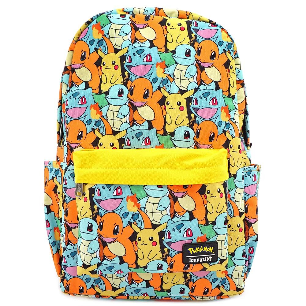 LOUNGEFLY X POKEMON STARTERS AOP NYLON BACKPACK - FRONT