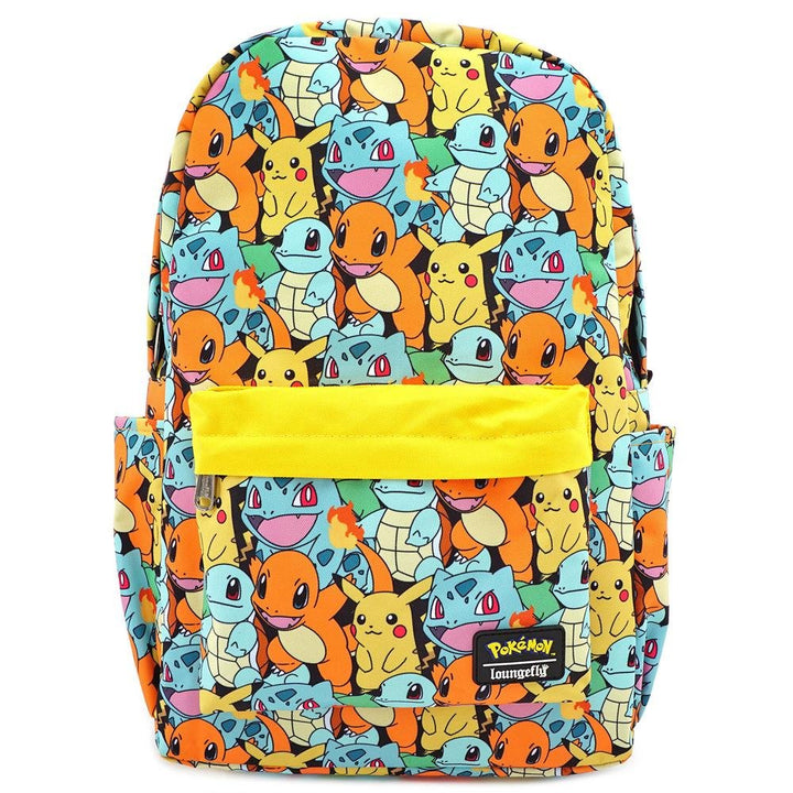 LOUNGEFLY X POKEMON STARTERS AOP NYLON BACKPACK - FRONT