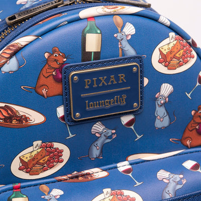 707 Street Exclusive -  Loungefly Disney Pixar Ratatouille Allover Print Mini Backpack - Front Closeup
