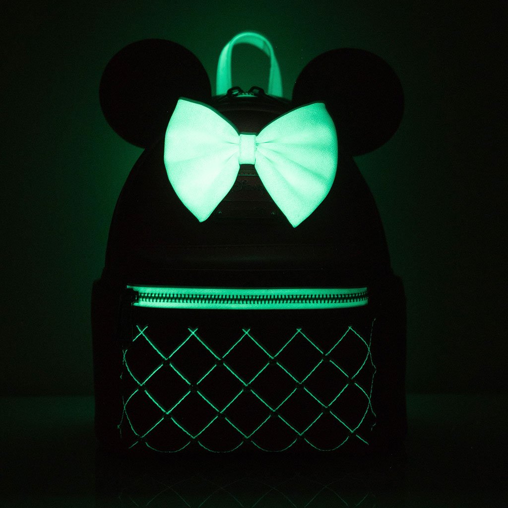 671803454026 - 707 Street Exclusive - Loungefly Disney The Minnie Mouse Classic Series Mini Backpack - Glow in the Dark Glowberry - Glow in the Dark