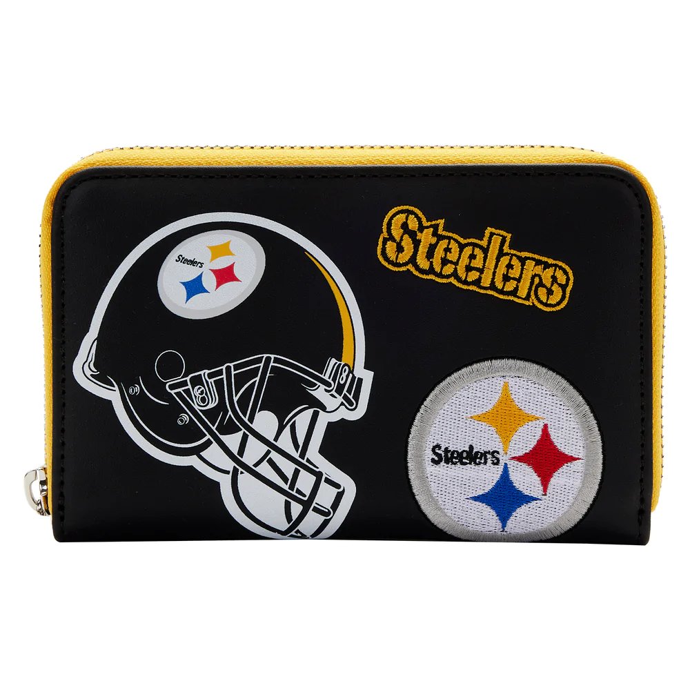 Loungefly NFL Pittsburg Steelers Patches Zip-Around Wallet -  Front